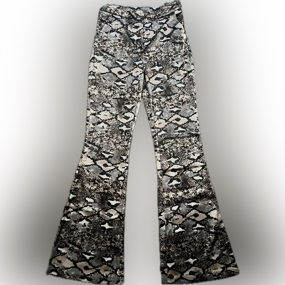 snake print flare pants